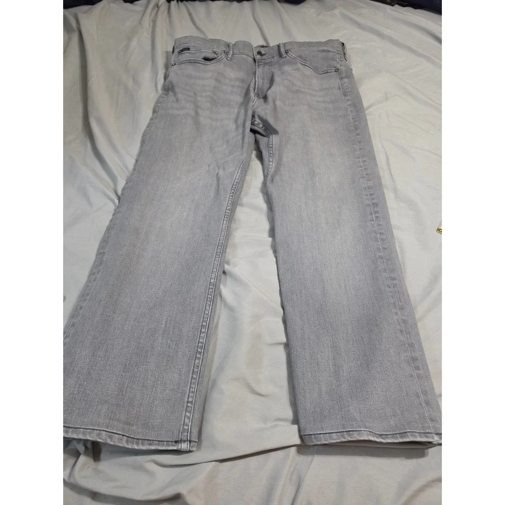Polo Ralph Lauren Hampton Relaxed Straight Grey Jeans Mens 38x36 Coolmax Denim